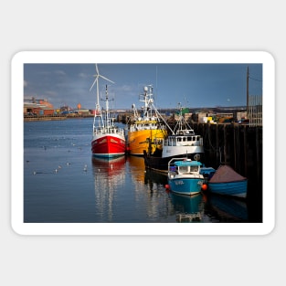 Fishing boats in harbour Sticker